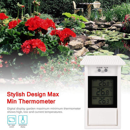 Indoor and outdoor thermometer - Thermometer - Hygrometer - Weather station - Digital thermometer - Weatherproof for indoor and outdoor use - Wit.