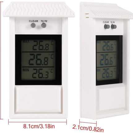 Indoor and outdoor thermometer - Thermometer - Hygrometer - Weather station - Digital thermometer - Weatherproof for indoor and outdoor use - Wit.