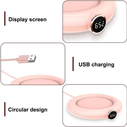 Mug or cup warmer - Heating plate - Coffee cup warmer - Tea cup warmer - Thermal heating plate - Heated coaster - USB coffee warmer for home, office, or desk use - Green.