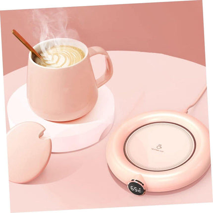 Mug or cup warmer - Heating plate - Coffee cup warmer - Tea cup warmer - Thermal heating plate - Heated coaster - USB coffee warmer for home, office, or desk use - Pink.