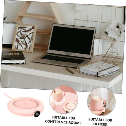 Mug or cup warmer - Heating plate - Coffee cup warmer - Tea cup warmer - Thermal heating plate - Heated coaster - USB coffee warmer for home, office, or desk use - Pink.