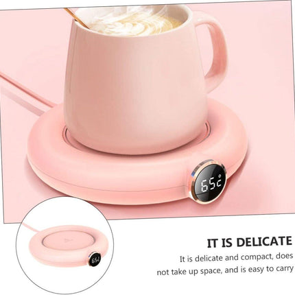 Mug or cup warmer - Heating plate - Coffee cup warmer - Tea cup warmer - Thermal heating plate - Heated coaster - USB coffee warmer for home, office, or desk use - Pink.