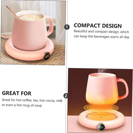 Mug or cup warmer - Heating plate - Coffee cup warmer - Tea cup warmer - Thermal heating plate - Heated coaster - USB coffee warmer for home, office, or desk use - Pink.