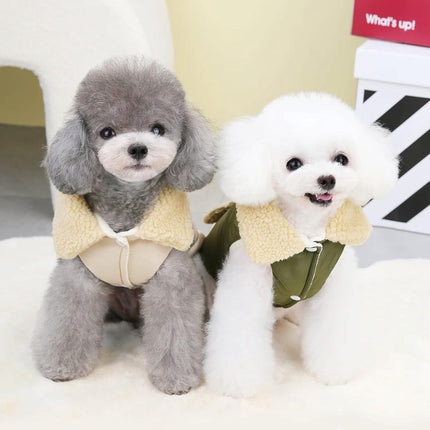 Dog Coat - Extreme Cold Weather Coat - Winter Dog Coat - Warm Dog Coat - Windproof Dog Coat - Velvet Dog Coat - Thick Winter Clothing - Fur Collar - Perfect for Dogs - Size XXL - Khaki.