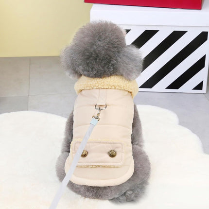 Dog Coat - Extreme Cold Weather Coat - Winter Dog Coat - Warm Dog Coat - Windproof Dog Coat - Velvet Dog Coat - Thick Winter Clothing - Fur Collar - Perfect for Dogs - Size XXL - Khaki.