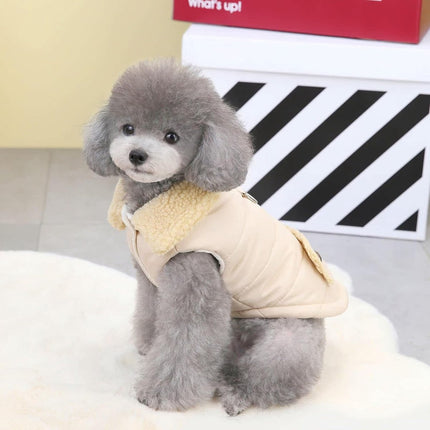 Dog Coat - Extreme Cold Weather Coat - Winter Dog Coat - Warm Dog Coat - Windproof Dog Coat - Velvet Dog Coat - Thick Winter Clothing - Fur Collar - Perfect for Dogs - Size XXL - Khaki.