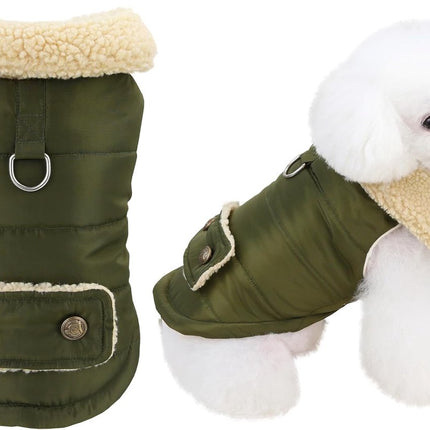 Dog Coat - Extreme Cold Weather Coat - Winter Dog Coat - Warm Dog Coat - Windproof Dog Coat - Velvet Dog Coat - Thick Winter Clothing - Fur Collar - Perfect for Dogs - Size XXL - Green.