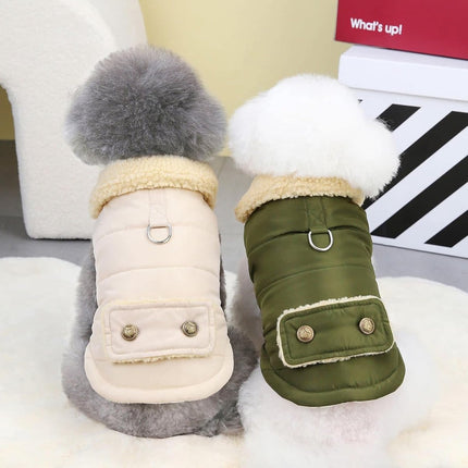 Dog Coat - Extreme Cold Weather Coat - Winter Dog Coat - Warm Dog Coat - Windproof Dog Coat - Velvet Dog Coat - Thick Winter Clothing - Fur Collar - Perfect for Dogs - Size XXL - Green.