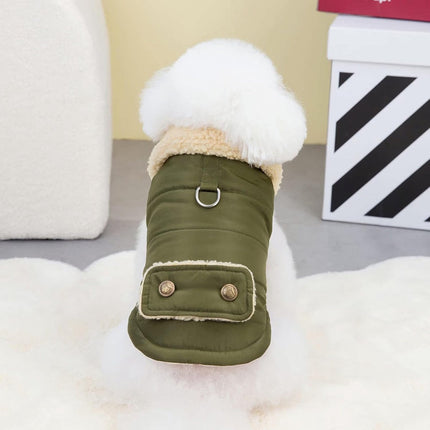 Dog Coat - Extreme Cold Weather Coat - Winter Dog Coat - Warm Dog Coat - Windproof Dog Coat - Velvet Dog Coat - Thick Winter Clothing - Fur Collar - Perfect for Dogs - Size XXL - Green.