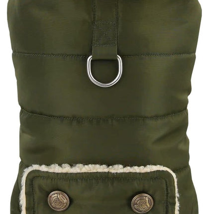 Dog Coat - Extreme Cold Weather Coat - Winter Dog Coat - Warm Dog Coat - Windproof Dog Coat - Velvet Dog Coat - Thick Winter Clothing - Fur Collar - Perfect for Dogs - Size XXL - Green.