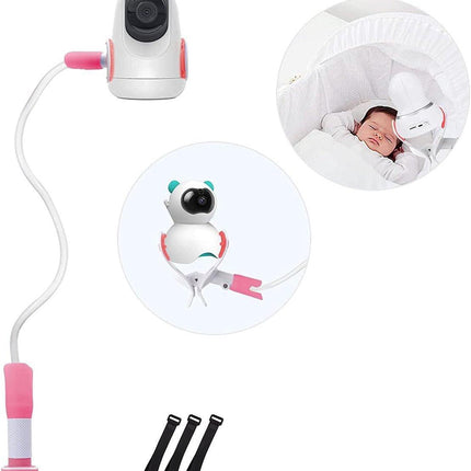 Babyfoon Camera Mount, Camera Holder, Baby Monitor Mount with 3 Straps, No Drilling Required, Flexible and Adjustable, Universal Baby Monitor Mount, Compatible with Most Baby Monitors (Pink).