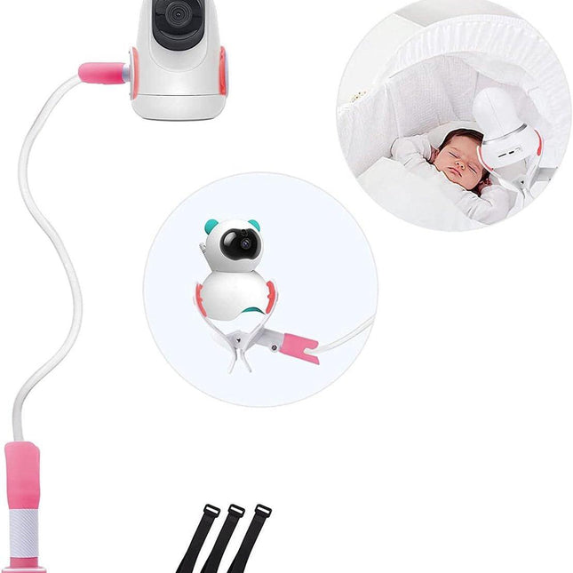 Babyfoon Camera Mount, Camera Holder, Baby Monitor Mount with 3 Straps, No Drilling Required, Flexible and Adjustable, Universal Baby Monitor Mount, Compatible with Most Baby Monitors (Pink).