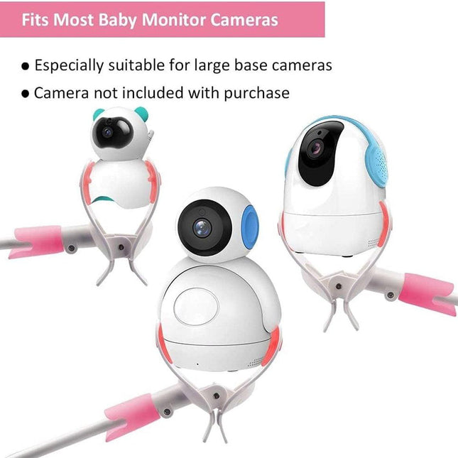 Babyfoon Camera Mount, Camera Holder, Baby Monitor Mount with 3 Straps, No Drilling Required, Flexible and Adjustable, Universal Baby Monitor Mount, Compatible with Most Baby Monitors (Pink).