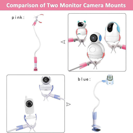 Babyfoon Camera Mount, Camera Holder, Baby Monitor Mount with 3 Straps, No Drilling Required, Flexible and Adjustable, Universal Baby Monitor Mount, Compatible with Most Baby Monitors (Pink).