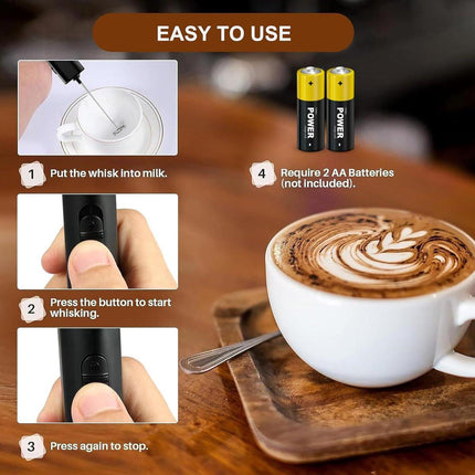 Milk Frother - Milk Frothers - Manual Milk Frother - Electric Milk Frother - Functional Electric Milk Frother - Portable Electric Milk Frother - With Whisk - For Coffee, Matcha, Latte and Cappuccino.