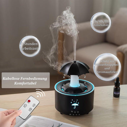 Aromatherapy Humidifier - Umbrella Humidifier - 300ml Rotating Humidifier for Bedroom with Remote Control and Timer - 7-Color LED - Humidifier for Living Room or Children's Room - Humidifiers (Black).