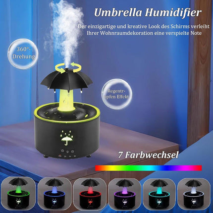 Aromatherapy Humidifier - Umbrella Humidifier - 300ml Rotating Humidifier for Bedroom with Remote Control and Timer - 7-Color LED - Humidifier for Living Room or Children's Room - Humidifiers (Black).