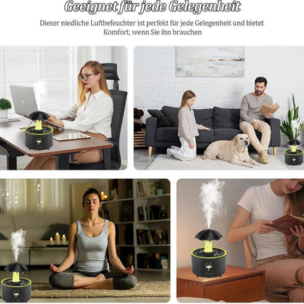 Aromatherapy Humidifier - Umbrella Humidifier - 300ml Rotating Humidifier for Bedroom with Remote Control and Timer - 7-Color LED - Humidifier for Living Room or Children's Room - Humidifiers (Black).