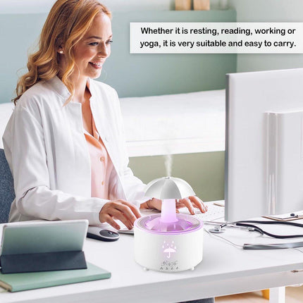 Aromatherapy Humidifier - Umbrella Humidifier - 300ml Rotating Humidifier for Bedroom with Remote Control and Timer - 7-Color LED Humidifier for Living Room or Children's Room - Humidifiers (White).
