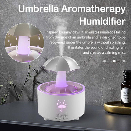 Aromatherapy Humidifier - Umbrella Humidifier - 300ml Rotating Humidifier for Bedroom with Remote Control and Timer - 7-Color LED Humidifier for Living Room or Children's Room - Humidifiers (White).