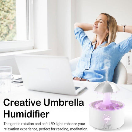 Aromatherapy Humidifier - Umbrella Humidifier - 300ml Rotating Humidifier for Bedroom with Remote Control and Timer - 7-Color LED Humidifier for Living Room or Children's Room - Humidifiers (White).