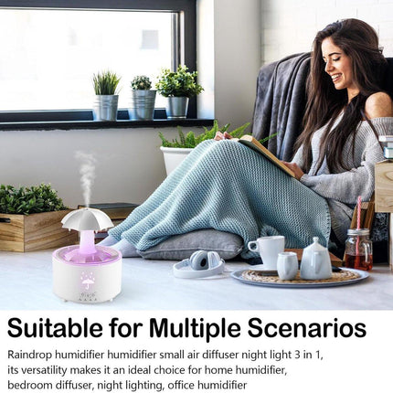 Aromatherapy Humidifier - Umbrella Humidifier - 300ml Rotating Humidifier for Bedroom with Remote Control and Timer - 7-Color LED Humidifier for Living Room or Children's Room - Humidifiers (White).