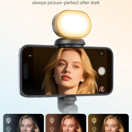Mobile phone tripod with light, selfie stick tripod compatible with smartphone and GoPro cameras.