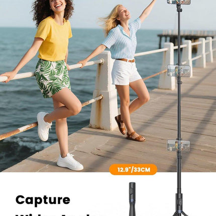 Mobile phone tripod with light, selfie stick tripod compatible with smartphone and GoPro cameras.