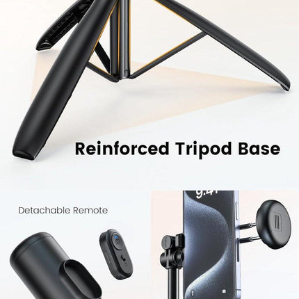 Mobile phone tripod with light, selfie stick tripod compatible with smartphone and GoPro cameras.