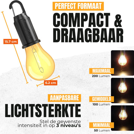 2-piece camping lamp - emergency lighting - 3 settings - camping lamp - rechargeable camping lamp - tent lamp.