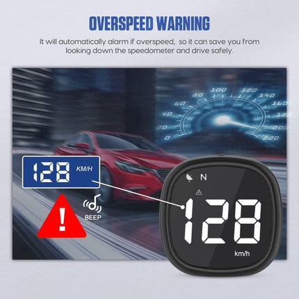 Speedometer - Digital GPS Speedometer - Head-up Display - KMH/MPH - With driver fatigue alert and speed warning - For all vehicles.