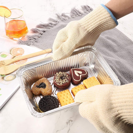 Gloves - Kitchen Gloves - Heat Resistant Kitchen Gloves - BBQ Gloves - Anti-Scald Gloves - Thick Knitted Cotton - For Indoor and Outdoor Use - For Oven - Airfryer - High Temperature Grill - Hot Dishes - Gardening.