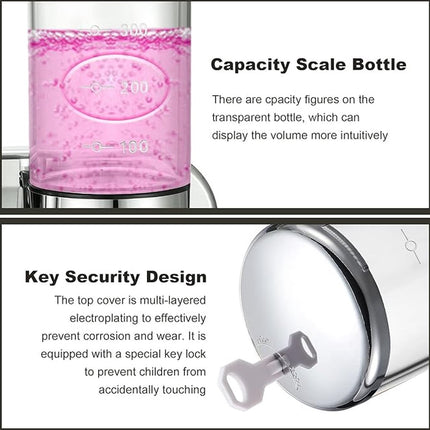 Soap dispenser - silver - 2 reservoirs - 2 x 500ml - wall-mounted - soap pump - soap holder - bathroom and sink - shampoo dispenser.