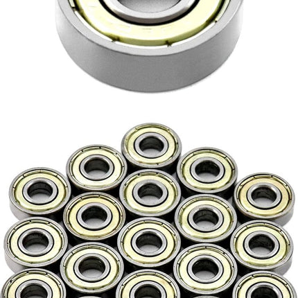 20 608zz ball bearings - Miniature deep groove ball bearings, double metal shielding - For skateboards, scooters, inline skates, 8 mm x 22 mm x 7 mm.