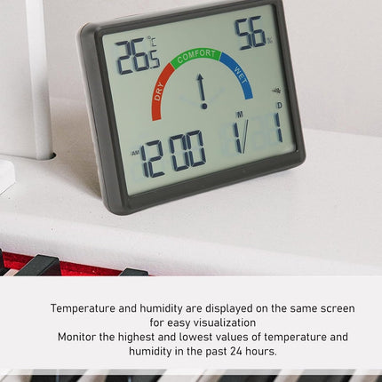 Wekker - Weather Station - Room Thermometer - Digital Alarm Clock - Shower Timer - Kitchen Thermometer - Ultra-Thin Digital Wall Clock - Battery Operated Suction Cup - Suitable for Refrigerators and Walls - Christmas Gift - Black.