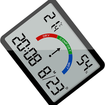 Wekker - Weather Station - Room Thermometer - Digital Alarm Clock - Shower Timer - Kitchen Thermometer - Ultra-Thin Digital Wall Clock - Battery Operated Suction Cup - Suitable for Refrigerators and Walls - Christmas Gift - Black.