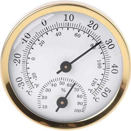 Indoor Thermometer - Outdoor Thermometer - Hygrometer - Weather Station - Thermometer Hygrometer - Air Temperature Display - 58 mm - Gold + White - Desktop.