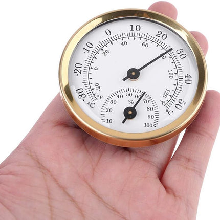 Indoor Thermometer - Outdoor Thermometer - Hygrometer - Weather Station - Thermometer Hygrometer - Air Temperature Display - 58 mm - Gold + White - Desktop.