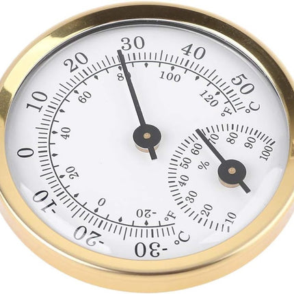 Indoor Thermometer - Outdoor Thermometer - Hygrometer - Weather Station - Thermometer Hygrometer - Air Temperature Display - 58 mm - Gold + White - Desktop.
