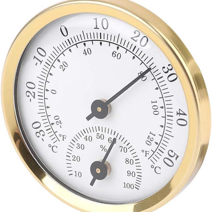 Indoor Thermometer - Outdoor Thermometer - Hygrometer - Weather Station - Thermometer Hygrometer - Air Temperature Display - 58 mm - Gold + White - Desktop.