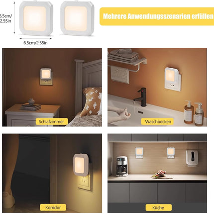 Night light - Night light plug - Adult night light - LED night light - With sliding dimming position - Suitable for bedrooms and staircases - For babies, adults, and children (pack of 2).