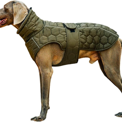 Dog Coat - Winter Dog Coat - Warm Dog Coat - Waterproof Dog Coat - Adjustable Reflective Coat - Velcro Design - Ideal for Medium-Sized Dogs - Size M - Green.