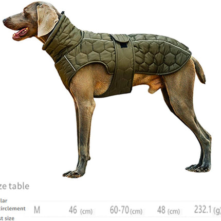 Dog Coat - Winter Dog Coat - Warm Dog Coat - Waterproof Dog Coat - Adjustable Reflective Coat - Velcro Design - Ideal for Medium-Sized Dogs - Size M - Green.
