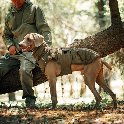 Dog Coat - Winter Dog Coat - Warm Dog Coat - Waterproof Dog Coat - Adjustable Reflective Coat - Velcro Design - Ideal for Medium-Sized Dogs - Size M - Green.