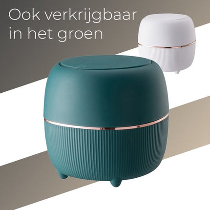 Klein Prullenbak - Designer Trash Can with Lid - Mini Prullenbak - Small trash can ideal for the countertop, desk, bathroom or table - Tabletop Trash Can - Wit.