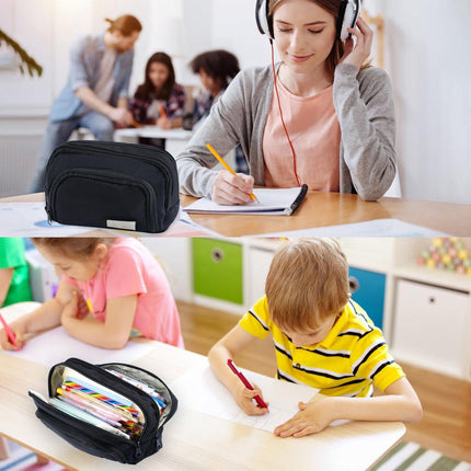 Pencil Case - Pencil Case - Adults - Boys and Girls - School Pencil Case - Black.