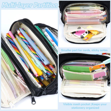 Pencil Case - Pencil Case - Adults - Boys and Girls - School Pencil Case - Black.