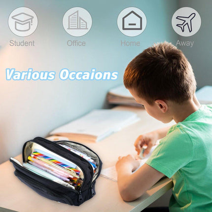 Pencil Case - Pencil Case - Adults - Boys and Girls - School Pencil Case - Black.