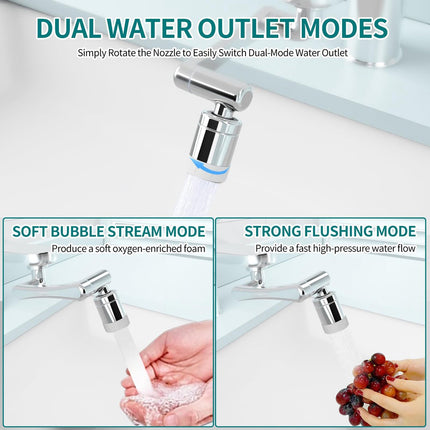 1440° Rotating Faucet - Faucet - Faucet Fitting - Faucet Head - Stainless Steel - Aerator - Rotating - Extension - Water Saving - Kitchen Faucet - Bathroom Faucet - Swivel - Dishwashing - Goud.