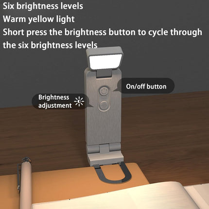 Reading Lamp - Book Lamp with Clip - 6 Lighting Levels - Bedtime Use - Adjustable Intensity - Reading Lamps - USB-C Rechargeable - With.